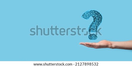 Question mark. 3d abstract on dark background with dots and stars. Ask symbol. Help support, faq problem symbol, think education concept, confusion search illustration or background.Business man. Royalty-Free Stock Photo #2127898532