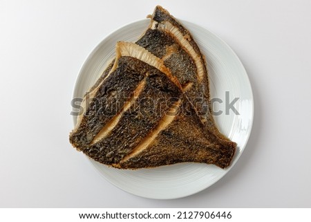 Grilled flounder on a white background