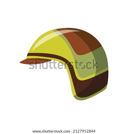 Helmet for scooter, car or motorcycle sport. Head protection for road safety. Cartoon flat sport helmet icon