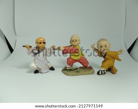 mini toys three bald boys martial art, ceramic art