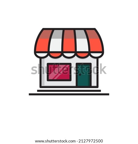 toy shop color icon, ice cream shop, kids snack shop, vector template illustration