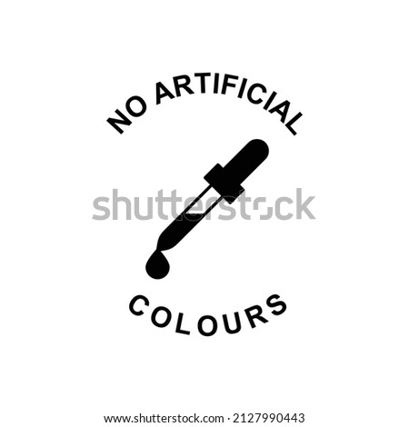 No artificial colours label icon in black flat glyph, filled style isolated on white background Royalty-Free Stock Photo #2127990443
