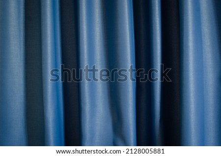 Blue grey fabric curtain background, decoration texture