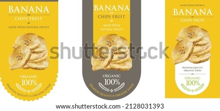 Set of vector label with banana Chip. Royalty-Free Stock Photo #2128031393