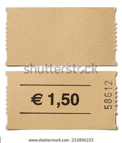 ticket stub isolated on white Royalty-Free Stock Photo #212806225