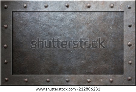 Old metal frame with rivets Royalty-Free Stock Photo #212806231
