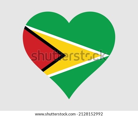 Guyana Heart Flag. Guyanese Love Shape Country Nation National Flag. Co-operative Republic of Guyana Banner Icon Sign Symbol. EPS Vector Illustration.