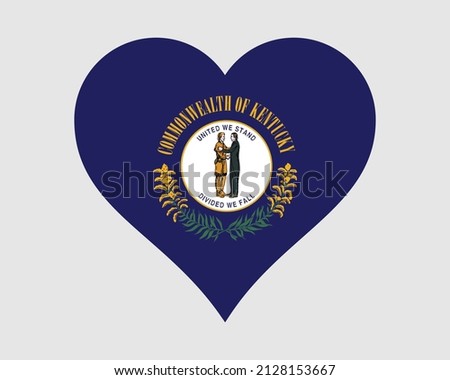 Kentucky USA Heart Flag. KY US Love Shape State Flag. Kentuckian United States of America Banner Icon Sign Symbol Clipart. EPS Vector Illustration.