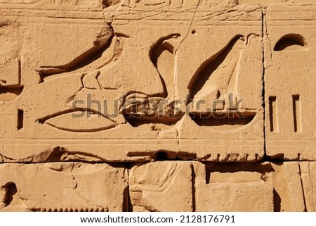 photo of a wall with ancient drawings in the Egyptian temple of Luxor