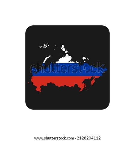Russia map silhouette with flag on black background