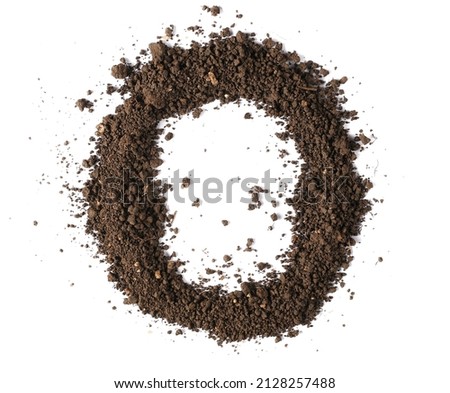 Dirt, alphabet letter O, soil isolated on white, clipping path