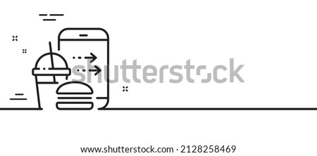 Food order line icon. Meal delivery app sign. Online catering service symbol. Minimal line illustration background. Food order line icon pattern banner. White web template concept. Vector