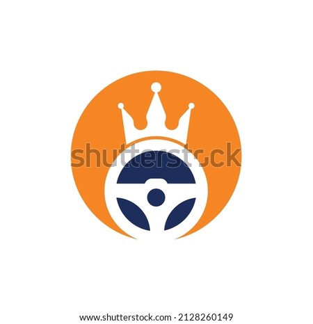 Drive king vector logo design. Steering and crown icon.	