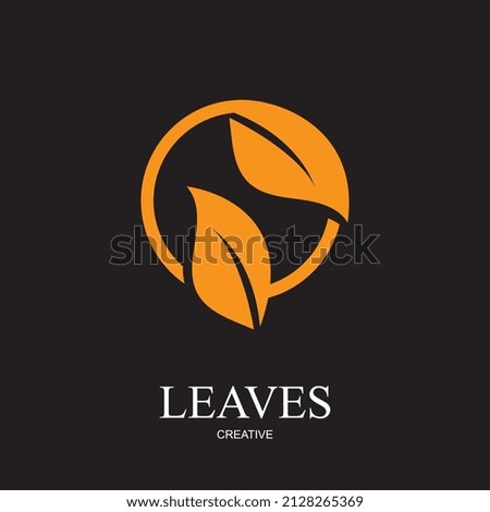 leaf creative logo illustration design  on black background