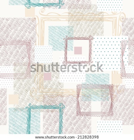 Vector drawn seamless geometric pattern  with squares
