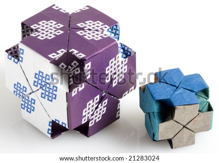 Two origami dice