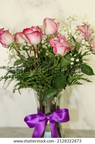 Floral background with blurred flower arrangement.