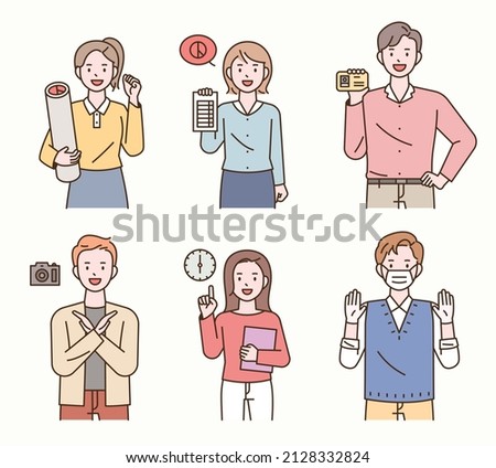 People holding in their hands what they need to vote. flat design style vector illustration.