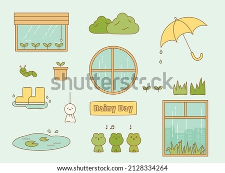 A collection of cute illustrations for a rainy day. flat design style vector illustration.