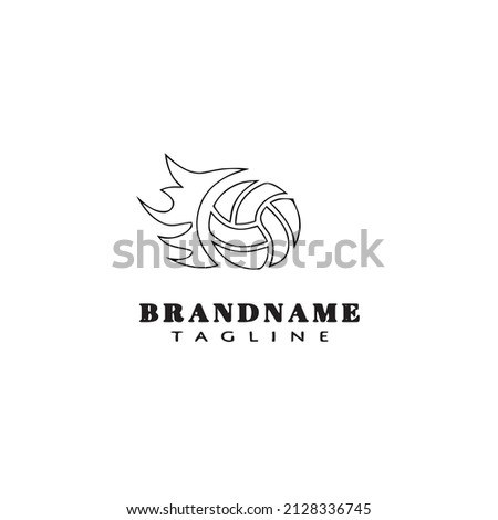 volleyball in flame logo cartoon icon unique template black modern isolated vector illustration