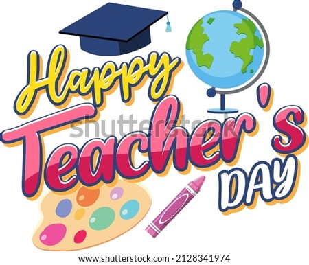 Happy Teacher's Day banner with school objects illustration