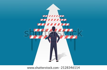 Overcoming challenge and obstacle concept. Flat vector illustration Royalty-Free Stock Photo #2128346114