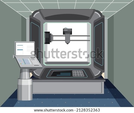 A 3D printer model machine illustration