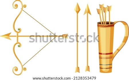 Set of golden bow and arrows illustration