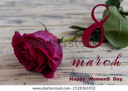 International Women's Day March 8 Flat Lay, banner, greeting card with flowers from March 8.