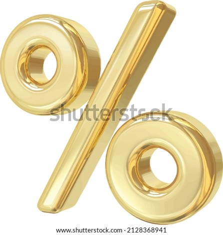 Symbol Percent 3d Gold Style Royalty-Free Stock Photo #2128368941