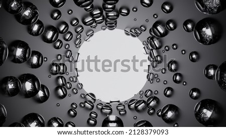 Drops on a black background. Rendering an illustration of drops on a dark black and white background.