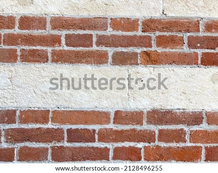 com background red bricks and marble slabs. High quality photo