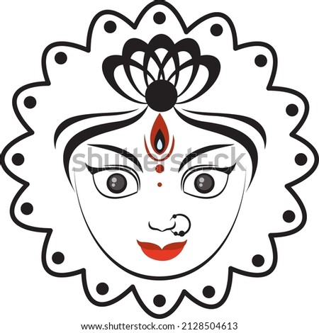 Face of Indian goddess on white background illustration