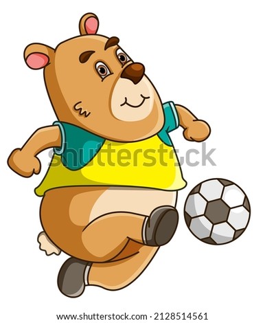 The sporty wombat running and playing the football of illustration