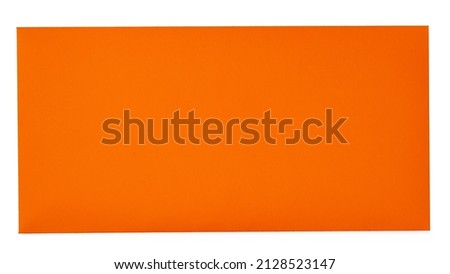 Orange envelope on a white background. top view