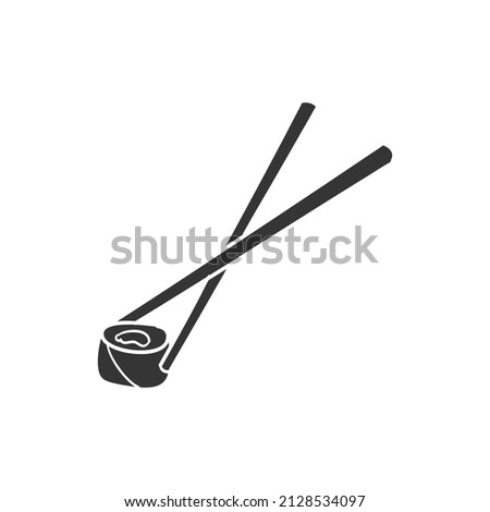 Japan Sticks Icon Silhouette Illustration. Asian Food Culture Vector Graphic Pictogram Symbol Clip Art. Doodle Sketch Black Sign.