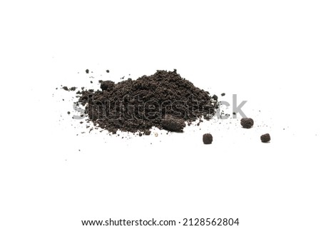 Black land for plant isolated on white background. Ground pattern.