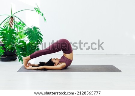 woman brunette yoga asana fitness stretching