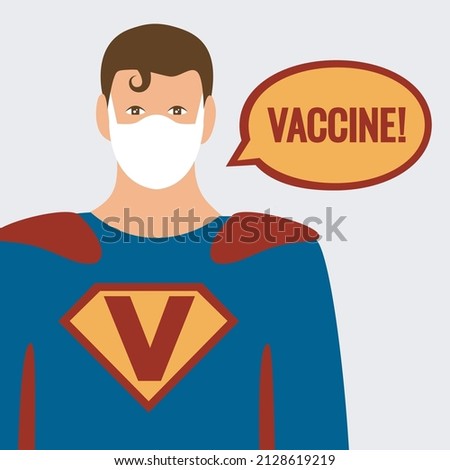 paramedic or doctor with coronavirus and covid variant sign flat design. symbol vaccine vector. medical staff for healthcare support cartoon icon. super hero man a uniform and face mask save the world