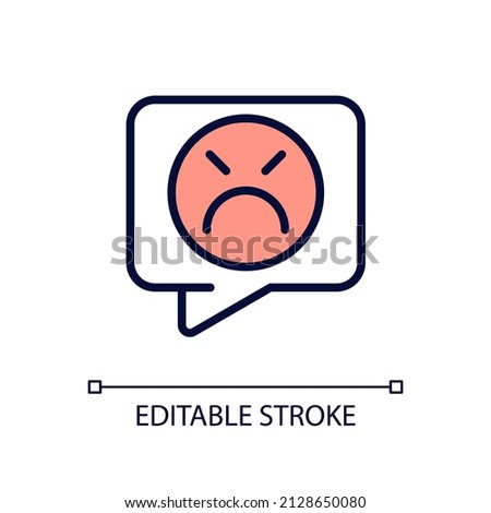 Complaint pixel perfect RGB color icon. Negative feedback on service. Dissatisfied customer. Isolated vector illustration. Simple filled line drawing. Editable stroke. Arial font used