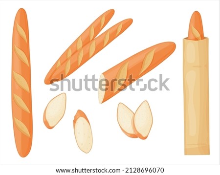 Fresh french baguette. Long Loaf Bread. Bakery for breakfast. Royalty-Free Stock Photo #2128696070