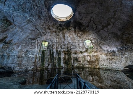 The big dome of the so called “Temple of Mercury” at Baia archaeology park, which was a thermal bath during Roman period, Naples, Italy Royalty-Free Stock Photo #2128770119
