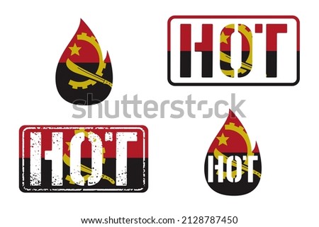 Hot News clip art in colors of national flag. Elements set on white background. Angola