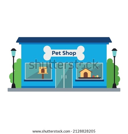 Isolated front view pet shop building Vector