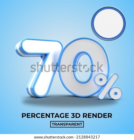 3D render 70% Percentage sale discount blue color  transparent for shop 