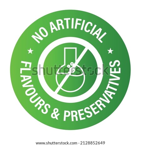 'no artificial flavours and preservatives' vector icon. green in color Royalty-Free Stock Photo #2128852649