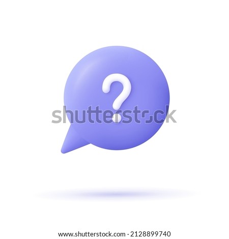 Speech bubble with question mark. FAQ, support, help concept. 3d vector icon. Cartoon minimal style. Royalty-Free Stock Photo #2128899740