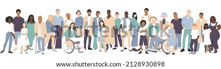 People stand side by side together. Flat vector illustration. Royalty-Free Stock Photo #2128930898