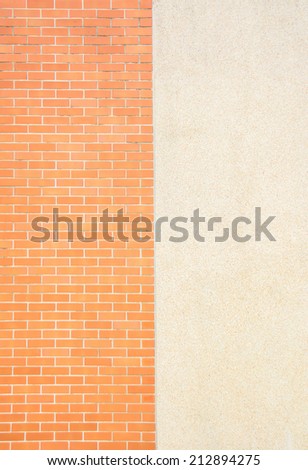 Brick wall Background and Concrete and aggregate patio surface