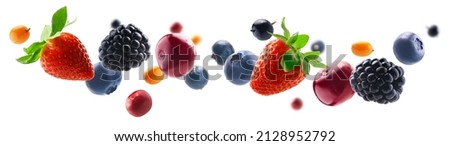 Many different berries in the form of a frame on a white background Royalty-Free Stock Photo #2128952792